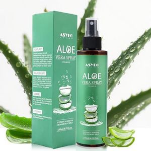 ASYBO Aloë vera-spray, 180 ml, 99% organische zuivere aloë vera spray voor gezicht, lichaam en haar, hydraterende crème met vitamine E, snel intrekkend