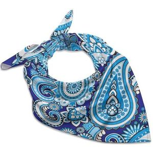 Paisley blauwe print patroon zachte vierkante zijden nek hoofd sjaal haaraccessoires mode sjaals voor vrouwen cadeau 63,5 cm x 63,5 cm