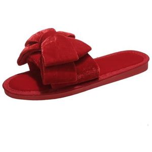 GSJNHY Open teen huis schoenen slippers vrouwen warm houden schoenen voor vrouwen hart decoratie met pluche platte hak maat 36-41, Rood, 41.5 EU