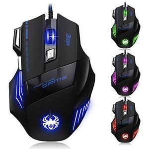 Zelotes Gaming Muis,7200 DPI Bedraad Muis,7 Toetsen Computer Muis,USB Ergonomische Muis,Gamingmuis Mouse voor PC,Mac
