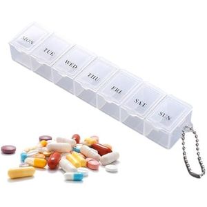 Pillencontainer 7 Dagen | Doorzichtige pillenorganizer voor op reis | Stofdichte pillenorganizer, pillensorteerder, stijlvolle medicijnorganizer voor reizen, medicijnen, portemonnee