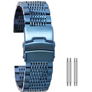 18mm 20mm 22mm 24mm Goud/rosé Goud/blauw Roestvrij Stalen Horlogeband Vouwsluiting Met Veiligheid Met Veerstaven Unisex (Color : Blue, Size : 20mm)
