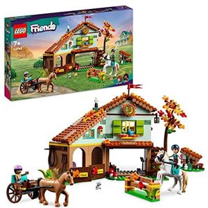 LEGO Friends Autumns paardenstal Set met 2 Speelgoed Paarden, Koets en Paardrij-accessoires, Boerderijdieren Cadeau voor Meisjes, Jongens en Kinderen van 7 Jaar en Ouder 41745