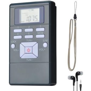 Draagbare FM Stereo Radio met Oortelefoon, Mini Pocket Size Digitale Tunning FM Transistorradio voor Wandelen, Hardlopen, Joggen