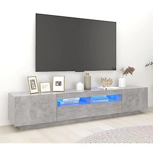 AUUIJKJF Entertainment Centra & TV Stands TV-meubel met LED verlichting Beton Grijs 200x35x40 cm Meubels
