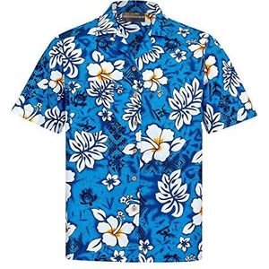 Hawaiihemdshop.de Overhemd 'Classic Flowers (blue)'  blauw