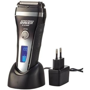 EUROtops Elektrisch scheerapparaat voor heren met trimmer, LC-display, oplaadbaar, draadloos, 13000 tpm, veiligheidsschakelaar, snel opladen, 3 messen, nat-/droog scheerapparaat met reistas (IPX7)