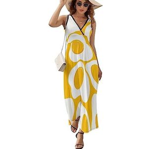 Gepocheerde maxi-jurk met eieren voor dames, mouwloos, lange zomerjurken, strandjurken, A-lijn, 2XL