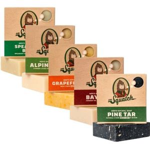Dr. Squatch All Natural Soap Bar for Men, 5 Bar Variety Pack - Alpine Sage, Bay Rum, Pine Tar, Grapefruit IPA, Spearmint Basil