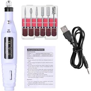 Nagelschuurmachine Set Elektrische nagelboormachine Slijpapparatuur Frees for manicure pedicure Sterke polijstgereedschappen(White)