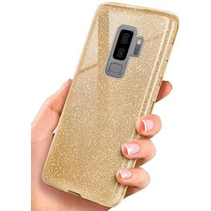ONEFLOW Glitter Case Telefoonhoesje, compatibel met Samsung Galaxy S9 Plus, glitterhoesje, schokbestendig, siliconen, dun hoesje met diamantenstrass, blingbling, Schijn - Goud