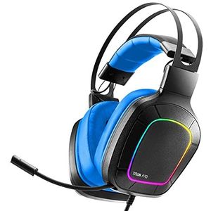 NITHO TITAN PRO 7.1 USB Surround Gaming Headset Blauw, met Ingebouwde Geluidskaart, Ruisonderdrukking Microfoon & Multi Setup RGB LED-licht, Hoofdtelefoon Compatibel met PC, Laptop, PS4, PS5