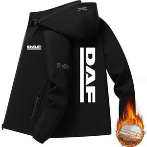 Nieuwe Heren Winter D.a.f Print Hoodies Volledige Rits Vest Casual Outdoor Sportkleding Isolerende Jas met Capuchon, Zwart, XL