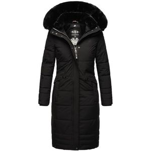 Navahoo Winterjas voor dames, gewatteerde jas, winterjas met afneembaar kunstbont B850, zwart, 3XL