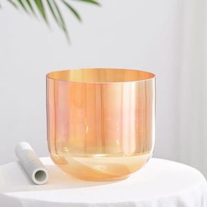 KVKA 432hz klankschalen, 8 inch C note Crystal Singing Bowl, Root Chakra Singing Bowl for Sound Healing with Carry Bags (Upright Rainbow