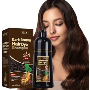 500 ml Haarkleur Shampoo 3-in-1, Haarverf Shampoo voor Grijs Haar, Hair Dye, Haarkleurshampoo Natuurlijke en Langdurige Kleurshampoo Haarkleurmiddel voor Vrouwen en Mannen (Donkerbruin)