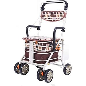Lichtgewicht opvouwbare rollator met 6 wielen met stangrem/opvouwbare waterdichte winkelwagen Trolley/ouderen ouderdom wandelstoel kan nemen om voedsel te kopen om kleine karretje te helpen duwen