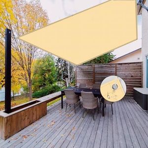 NAKAGSHI Zonnezeil, waterdicht, beige, 1,4 × 4 m, zonnezeil met rechthoekige ogen, uv-bescherming 95% voor tuin, balkon, terras, camping, outdoor