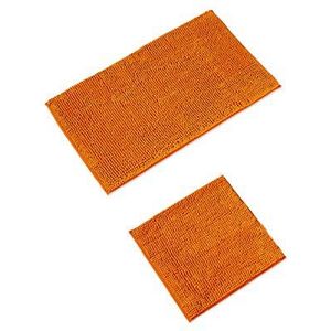 WohnDirect Badmatset, 2-delig, oranje, wc-mat (45x45cm), badmat (50x80cm), antislip, wasbaar, badkamertapijt zonder wc-uitsparing