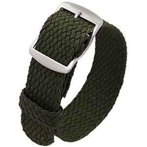 De kijkbands van mannen 18mm/20mm/22mm Nylon Man Horlogeband Vervanging Vintage Polshorloge Band Strap met Zwart/zilver Geborsteld Gesp (Color : Dark Green S_20mm)