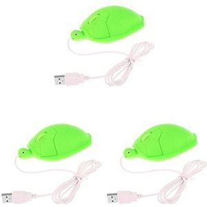 3 set van Leuke Schildpad Muis Bedrade USB 3D Bedrade Schildpad Muizen Voor PC Laptop Groen