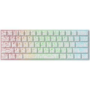 QPSJXN Mchose ace 60 Pro 68 magnetische schakelaar, swappable RGB, gaming-toetsenbord, personaliseerbaar, voor accessoires voor gamers, pc (White Line Ice Rhino)