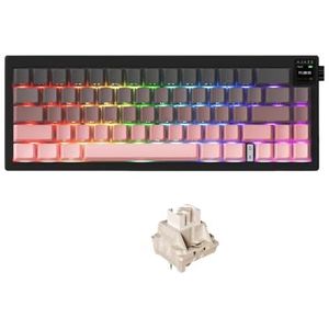 QPSJXN Draadloos Mechanisch Toetsenbord Met Drie Modi Hot Swappable RGB DIY Scherm AK650 (ZM roze)