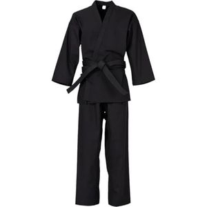 UBOHUZ Judo Paken, Karateuniform voor kinderen en volwassenen, studentenkarate gi, vechtsport uniform met riem voor mannen, vrouwen (zwart, 180)