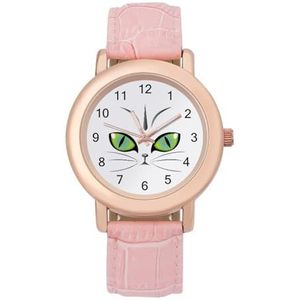 Groene Kat Ogen Horloges Voor Vrouwen Mode Sport Horloge Vrouwen Lederen Horloge