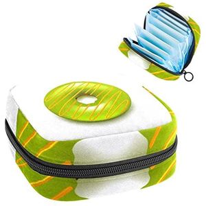 Periode Pouch Draagbare Tampon Opbergtas,Tampon Houder voor Portemonnee Vrouwelijke Product Organizer,gele spreads groene donut, Meerkleurig, 4.7x6.6x6.6 in/12x17x17 cm