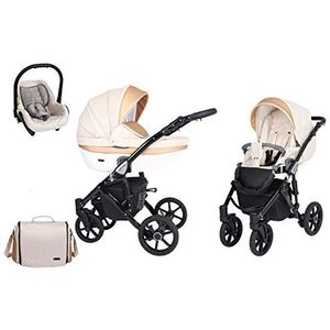 SaintBaby wandelwagen Milla Black 2in1 3in1 Isofix babyzitje combi kinderwagen buggy Beige 03 3in1 met autostoeltje