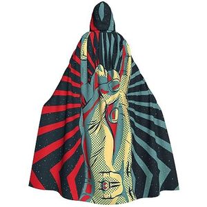 WURTON Rock And Roll Print Hooded Mantel Unisex Halloween Kerst Hooded Cape Cosplay Kostuum Voor Vrouwen Mannen