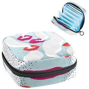 Maandverband Opbergtas,Draagbare maandverband Opbergzak,Rode Lip Art, Meerkleurig, 4.7x6.6x6.6 in/12x17x17 cm