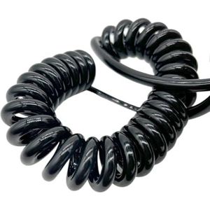 Spiraalveerkabel met spiraalveer, 3,7 meter, 12 kernen, zwarte spiraalvormige stroomkabel, veer, verlengkabel, trekdraad (20AWG)(17AWG)