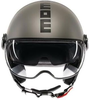 MOMODESIGN FGTR EVO E2206 Jethelm met zonnevizier, open motorhelm voor motorfiets en scooter, voor dames en heren, titanium, mat/zwart, XL