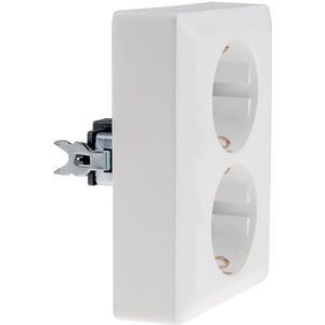 MILOS - Randaardecontactdoos - Wit - 2-voudig Dubbel Stopcontact - Inbouwinstallatie