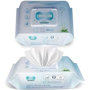 Comfy Life Premium Full Body Cleansing vochtige doekjes voor volwassenen - Grote luxe fris gevoel spoelvrij geurvrij bedbad intieme verzorging zachte lakens (1 pak (80 doekjes)