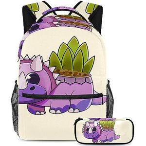 Acryl Dieren Rugzak met Potlood Case, 2 Stks Kid Schooltas Set voor Jongens Meisjes Tieners, Reizen Boek Tas voor Studenten, Meerkleurig, B：29.4x20x40cm P：19x7.5x3.8cm, Rugzakken