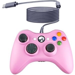 OSTENT Bedrade USB-controller Gamepad Joystick voor Microsoft Xbox 360 Console Windows PC Laptop Computer Videogame, Kleur Roze