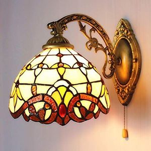 Tiffany Stijl Wandlamp Met Glazen Lampenkap, Verlichting, Vintage Wandlamp, Ketting Wandlamp 1 Barok Nachtlamp