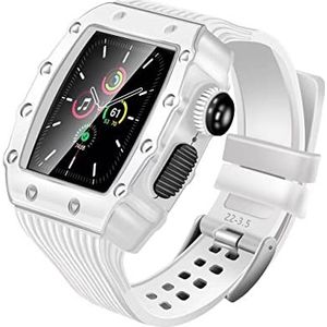OFWAX Siliconen horlogeband metalen behuizing gehard folie, drie-in-één anti-val polsband, voor Apple Watch 9 8 7 6 5 4 SE 40 mm 44 mm 41 mm 45 mm vervangband, 41MM, agaat