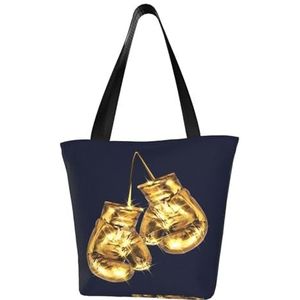 Schoudertas, canvas draagtas grote tas vrouwen casual handtas herbruikbare boodschappentassen, gouden bokshandschoenen, zoals afgebeeld, Eén maat