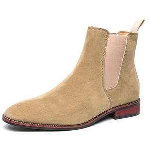 Mens Chelsea Boots Suede Casual Ankle Boots Dress Boots Elastic Slip On Boots For Men (Color : Brown, Size : EU 39)