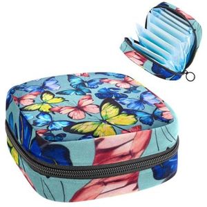 MUOOUM Flying Butterflies Patroon Maandverband Opbergtas Menstruatie Pad Tas Draagbare Menstruatie Cup Pouch met Rits voor Tiener Meisjes Vrouwen Dames