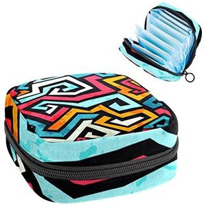 Maandverband Opbergtas,Draagbare maandverband Opbergzak,Heldere graffiti, Meerkleurig, 4.7x6.6x6.6 in/12x17x17 cm