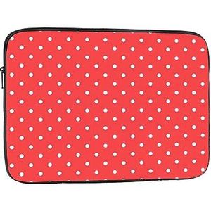 13 Inch Laptop Case Mouw Shockproof Slanke Lichtgewicht Voor Reizen Woon-werkverkeer Kantoor Zakenreis Rood En Wit Stippen Prints