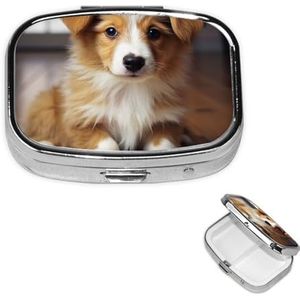 Pillendoos Geneeskunde Pil Organizer Leuke Puppy Hond Kleine Pil Case Reizen Pil Container Draagbare Pil Case voor Pocket 2 Compartiment Pillenhouder Pillendozen voor Reizen