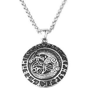 Viking Rune Dragon Hanger Ketting Voor Mannen Vrouwen - Noordse Vintage Keltische Knoop Ouroboros Roestvrijstalen Amulet - Handgemaakte Gepolijste Mode Hip Hop Sieraden Cadeau