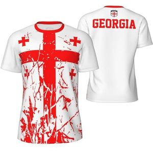Sport T-Shirt Vintage Georgië Vlag Graan Tees 3D Gedrukt voor Fitness Running Voetbal, Meerkleurig, S