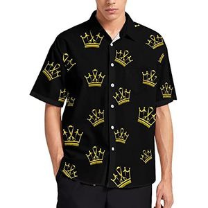 Barber Tool Crown T-shirt met korte mouwen voor heren, casual knoopsluiting, zomer, strand, top met zak